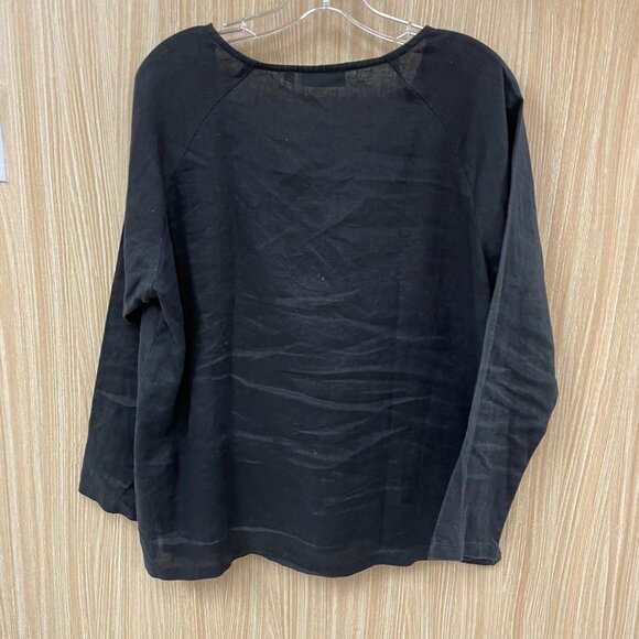 Lulu B Black Linen Top Size Medium - Picture 5 of 5